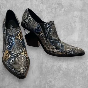 Jeffrey Campbell Metallic Snake Print Pointed Toe Booties - Silver, Black, Gold